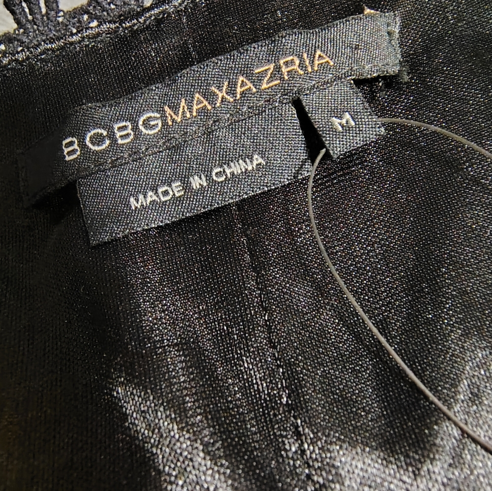 BCBCMaxAzaria $375 Black Lace Tiered Shift Dress Women's Medium Whimsigoth - Picture 3 of 6
